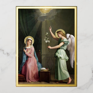 Annunciation, foil holiday postcard