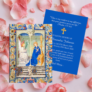 Annunciation Hail Mary Funeral Memorial Prayer Card