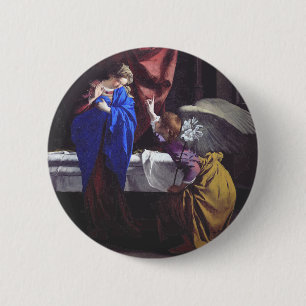 Annunciation to the Blessed Virgin Mary by Orazio 6 Cm Round Badge