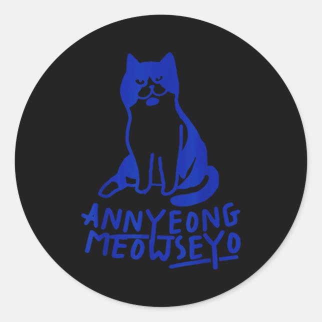 Annyeongmeowseyo K-drama Funny Cat Lovers  Classic Round Sticker (Front)