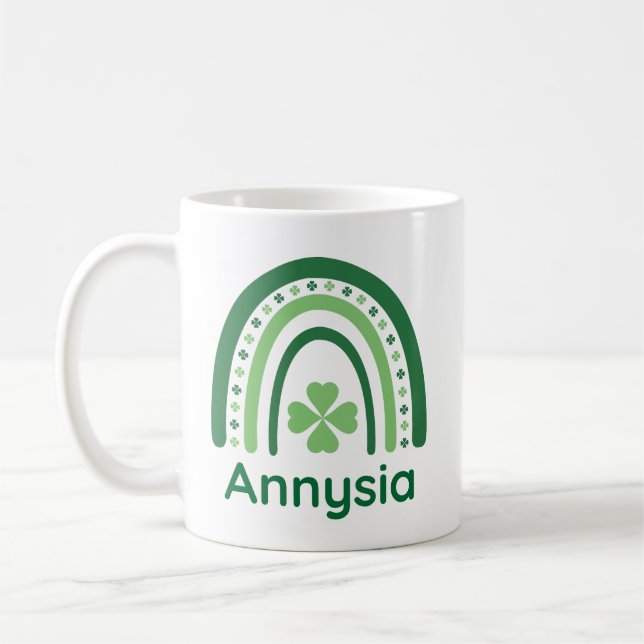  Annysia Name Clover Boho Rainbow Coffee Mug (Left)