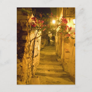 ano syros at night postcard
