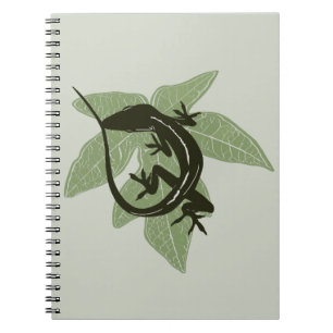 Anole Lizard on Leaf—Design 3 Notebook