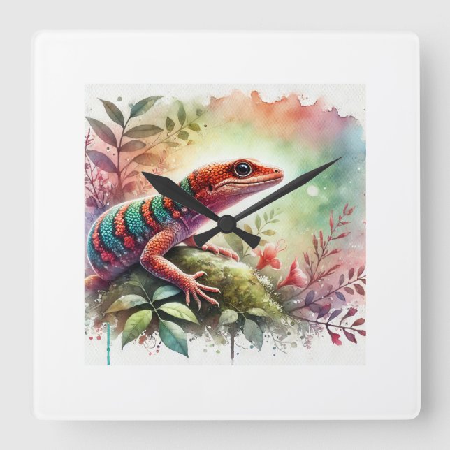 Anolis de rueda 100724AREF114 - Watercolor Square Wall Clock (Front)