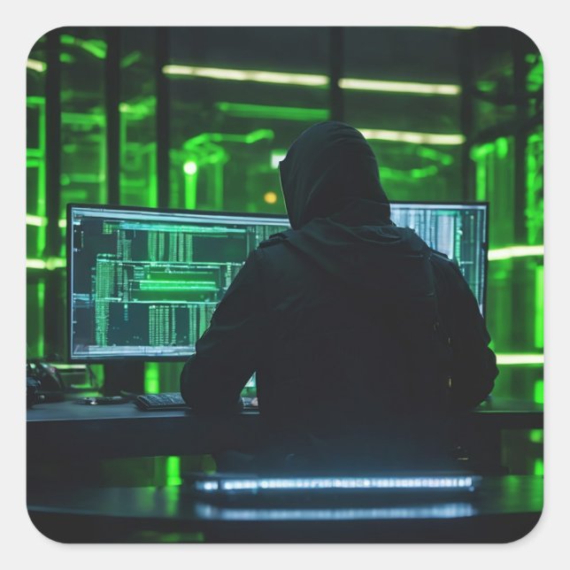 Anonymous Hacker Square Sticker (Front)