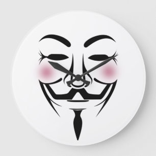 Anonymous mask vendetta hacker cyber Internet hack Large Clock