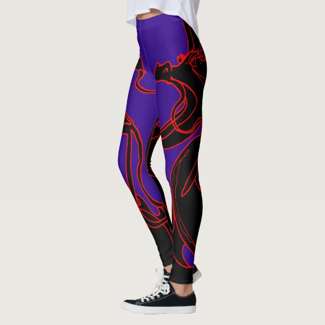 Anopurodon Double Dragon Black PUrple Leggings (Left)