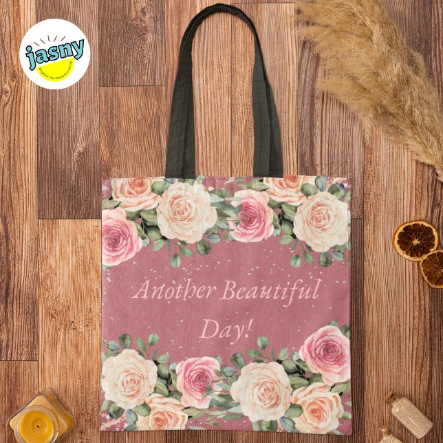 Another Beautiful Day Soft White Pink Rose Tote Bag (Creator Uploaded)