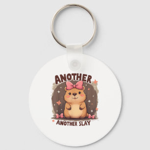 Another Day Another Slay Cute Capybara Lover Pink  Key Ring
