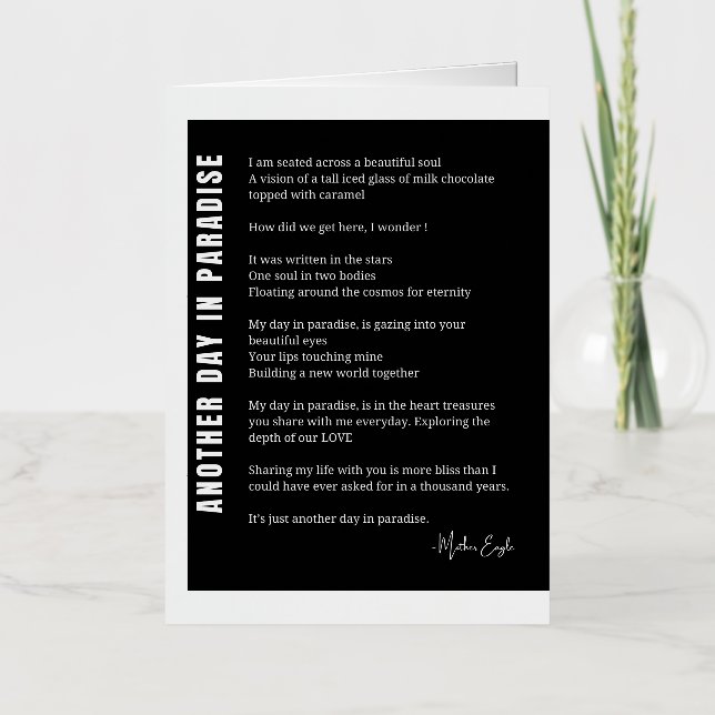 Another day in paradise love poem  foil greeting card (Front)