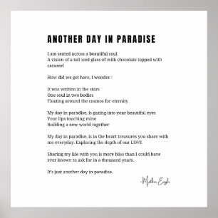 Another day in paradise poem black white wall art