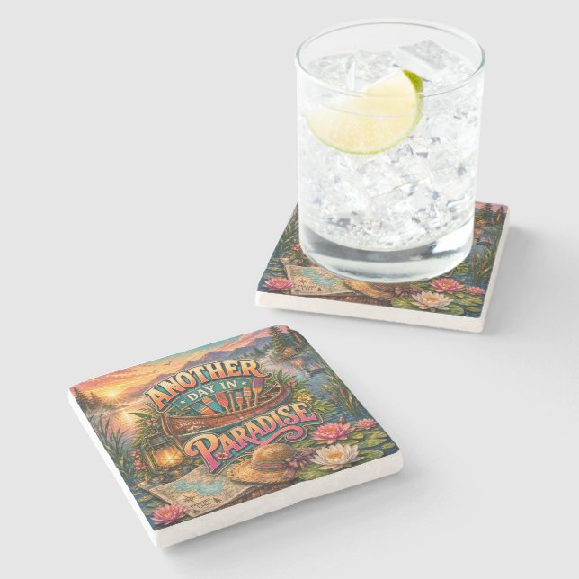 Another Day In Paradise Stone Coaster (Side)
