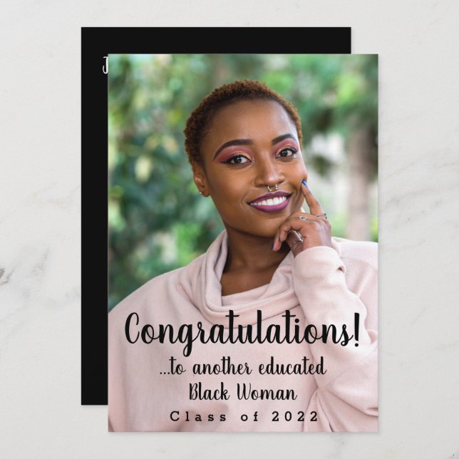 Another Educated Black Woman 2022 Graduation Photo Invitation (Front/Back)
