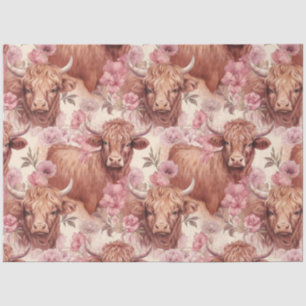 Another Floral Highland Cow Series Design 1 Tissue Paper