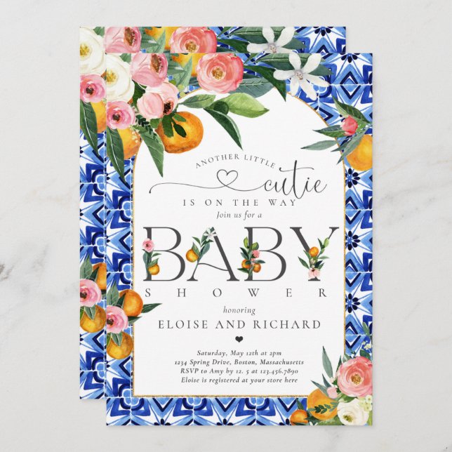 Another Little Cutie is on the Way Baby Shower Invitation (Front/Back)