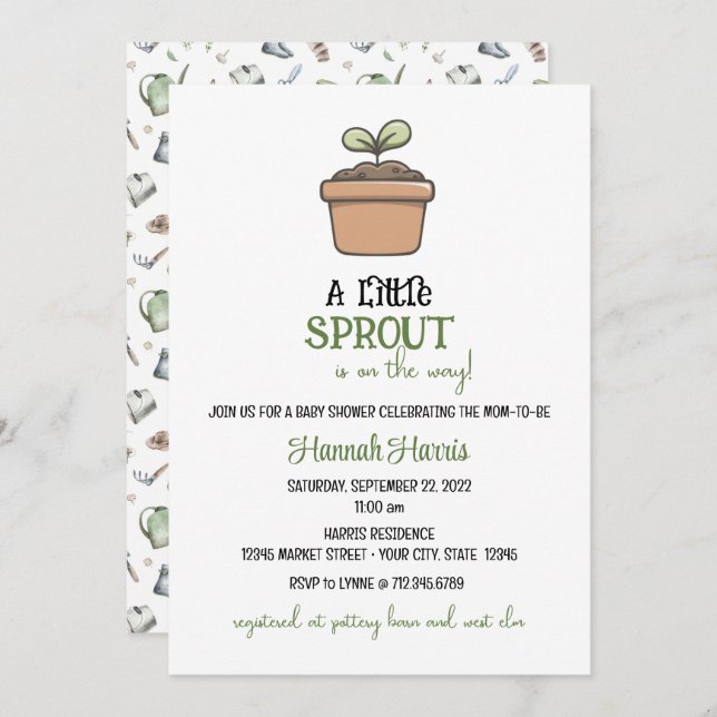 Another Little Sprout on the Way Baby Invitation (Front/Back)