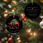 Another Plot Twist | Funny 2024 Dumpster Fire Ceramic Tree Decoration<br><div class="desc">Bring some humour to your holiday season with this hilarious 2024 Dumpster Fire Christmas Ornament. Perfect for those who love a bit of sarcasm and can laugh at the wild ride this year has been, this ornament features a flaming dumpster and the phrase "2024: Another Plot Twist." Whether you’re gifting...</div>