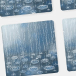 Another Rainy Day Coaster Set<br><div class="desc">Painting of rain and puddles splashing on a blue background.  A typical English summer day.</div>
