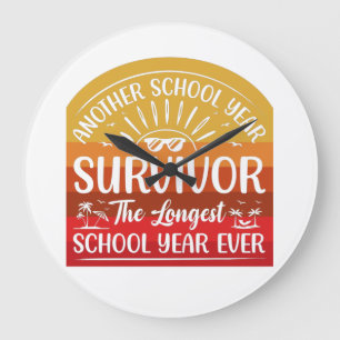 Another School Year Survivor Funny School Large Clock