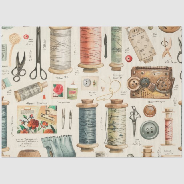 Another Sewing Junk Journal Series Design #6 Tissue Paper (Front)