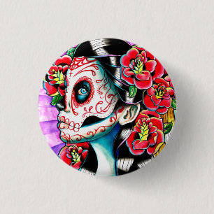 Another Time Sugar Skull Girl 3 Cm Round Badge