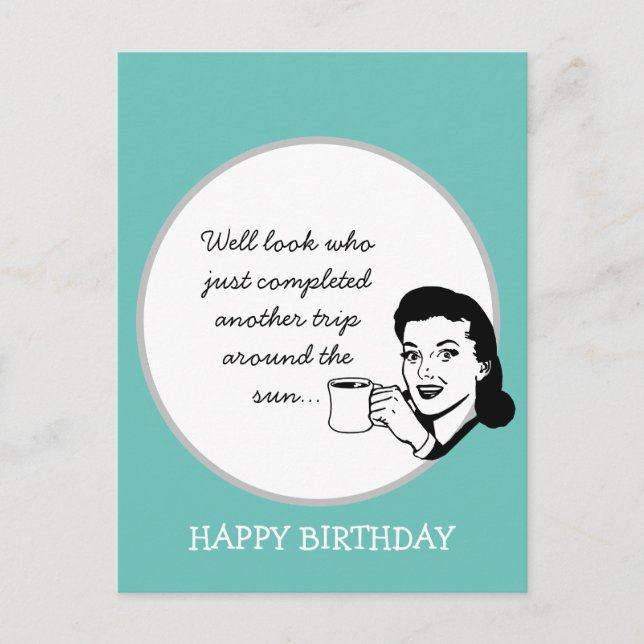Another Trip Around the Sun Funny Retro Birthday Postcard (Front)