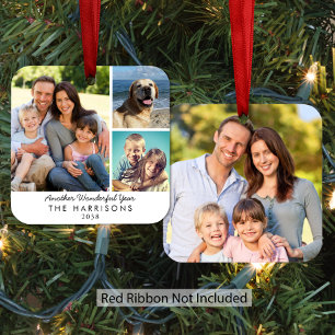 Another Wonderful Year 4 Photo Family Christmas Metal Tree Decoration