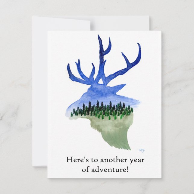 Another Year of Adventure Elk Greeting Card (Front)