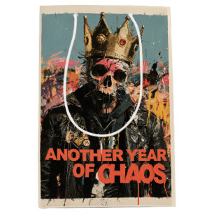 "Another Year of Chaos" Punk Skull King Design Medium Gift Bag