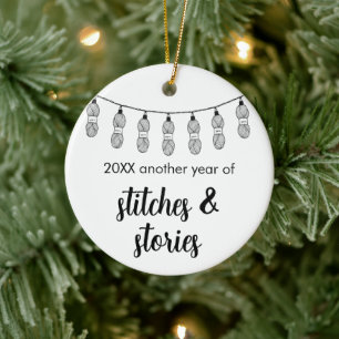 Another Year Of Stitches And Stories Christmas Ceramic Tree Decoration