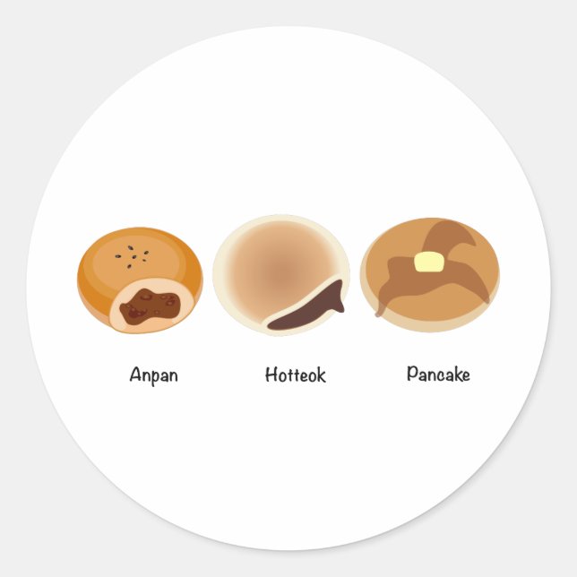 Anpan,Hotteok,Pancake Classic Round Sticker (Front)