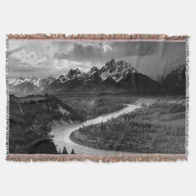 Ansel Adams Teton Snake River Throw Blanket (Front)