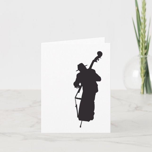 ansichtkaart silhouet double bass player card (Front)