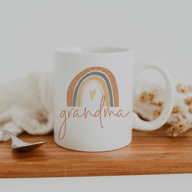 ANSLEY Boho Burnt Orange Rainbow Heart Grandma Coffee Mug (Creator Uploaded)
