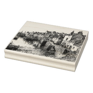 Anstruther, Fife, Scotland Vintage Sketch Rubber Stamp