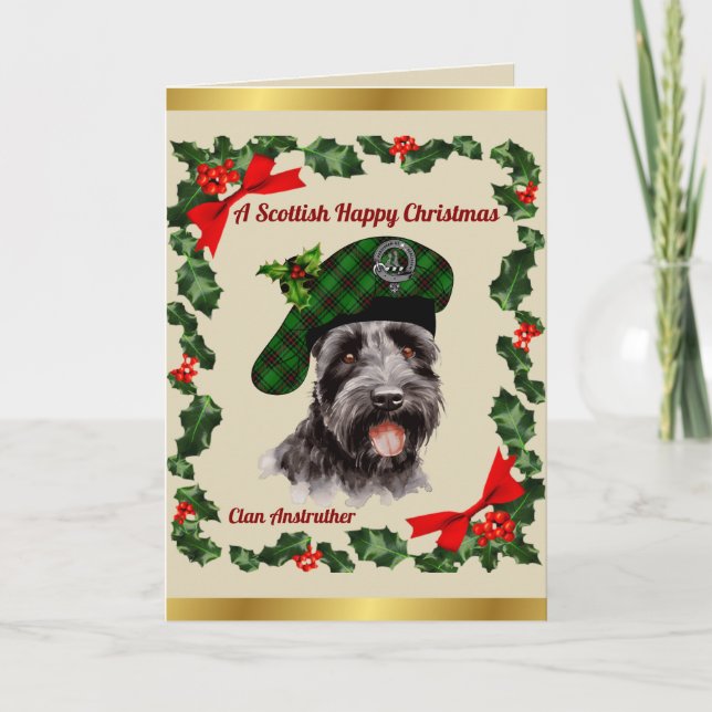 Anstruther Scottie Dog Personalised Xmas Card (Front)