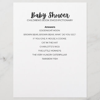 Answer Sheet Baby Shower Emoji Game Answer Sheet Custom Letterhead