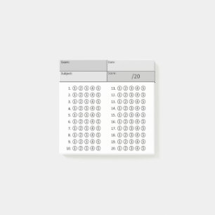 Answer Sheet (Bubbles)-Black & White Post-it Notes