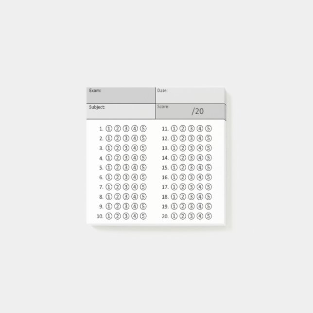 Answer Sheet (Bubbles)-Black & White Post-it Notes (Front)