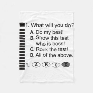 Answer Sheet Rock The Exam School Testing Encourag Fleece Blanket