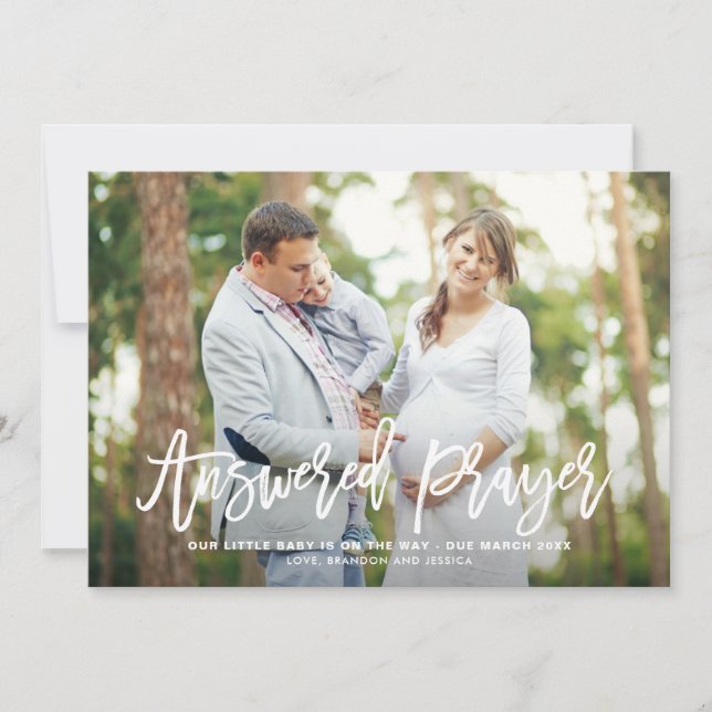 Answered Prayer Lettering Pregnancy Announcement (Front)