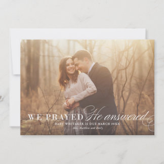 Answered Prayer Pregnancy Announcement Photo Card