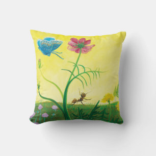 Ant and butterfly on wildflower meadow   cushion