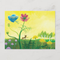 Ant and butterfly on wildflower meadow