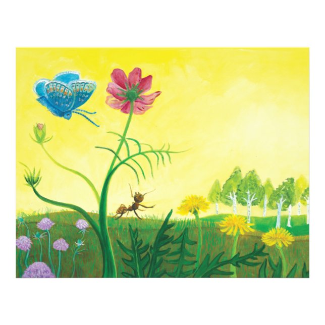 Ant and butterfly on wildflower meadow  photo print (Front)