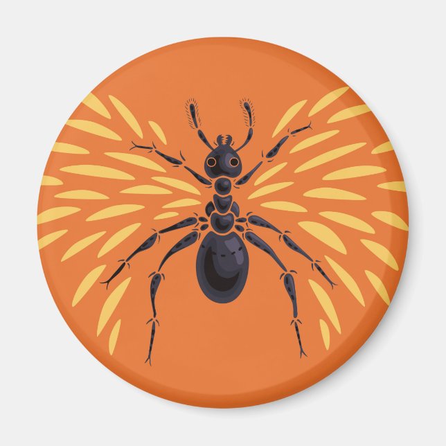 Ant Art Insect Lover Fiery Orange Entomology Magnet (Front)