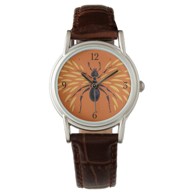 Ant Art Insect Lover Fiery Orange Entomology Watch (Front)