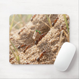 Ant Carrying a Grocery Bag Uphill Mouse Pad