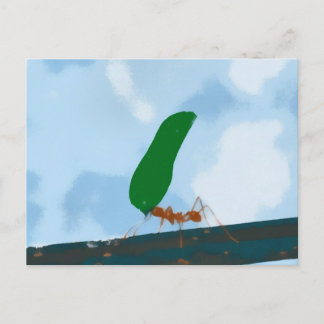 Ant Carrying a Leaf Postcard