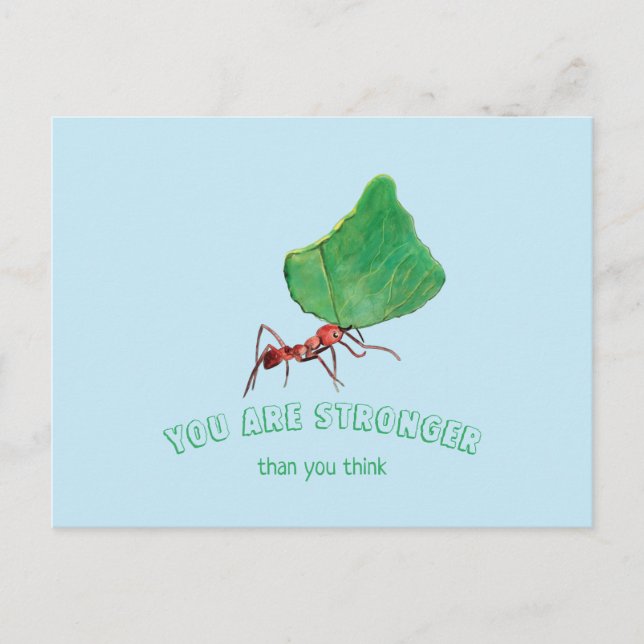 Ant carrying big leaf  - You are Strong  Postcard (Front)